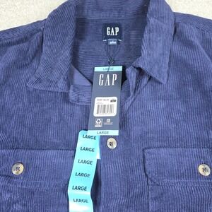 Gap Shirt Mens L Blue Corduroy Button Up Pockets Long Sleeve Outdoor NWT